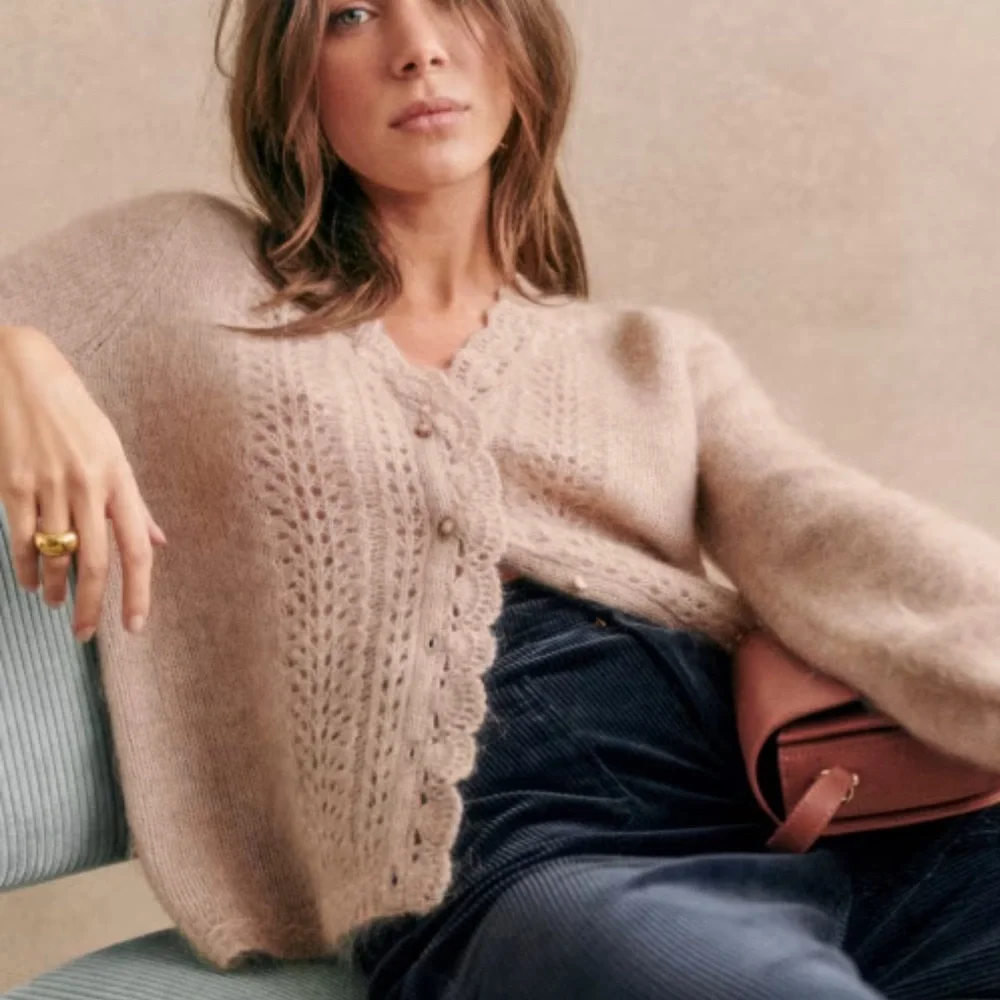 Sezane Angelie Cardigan Light Beige - Size XXS EUC - Picture 2 of 6